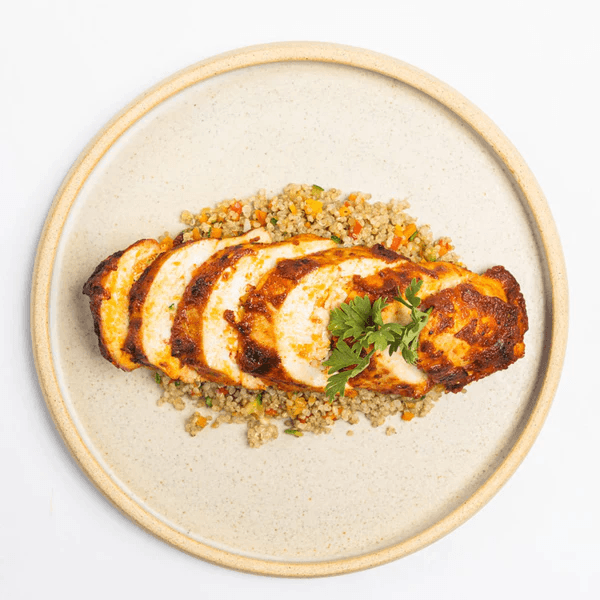 Stuffed Chicken with Veggies on a Bed of Quinoa